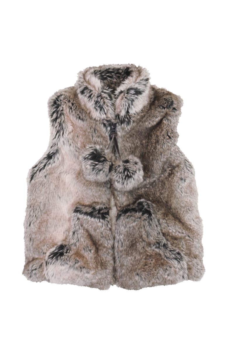 Faux Fur Plush Zip Front Vest, Main, color, Wild Rabbit