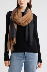 Nordstrom Eyelash Trim Print Cashmere & Silk Wrap