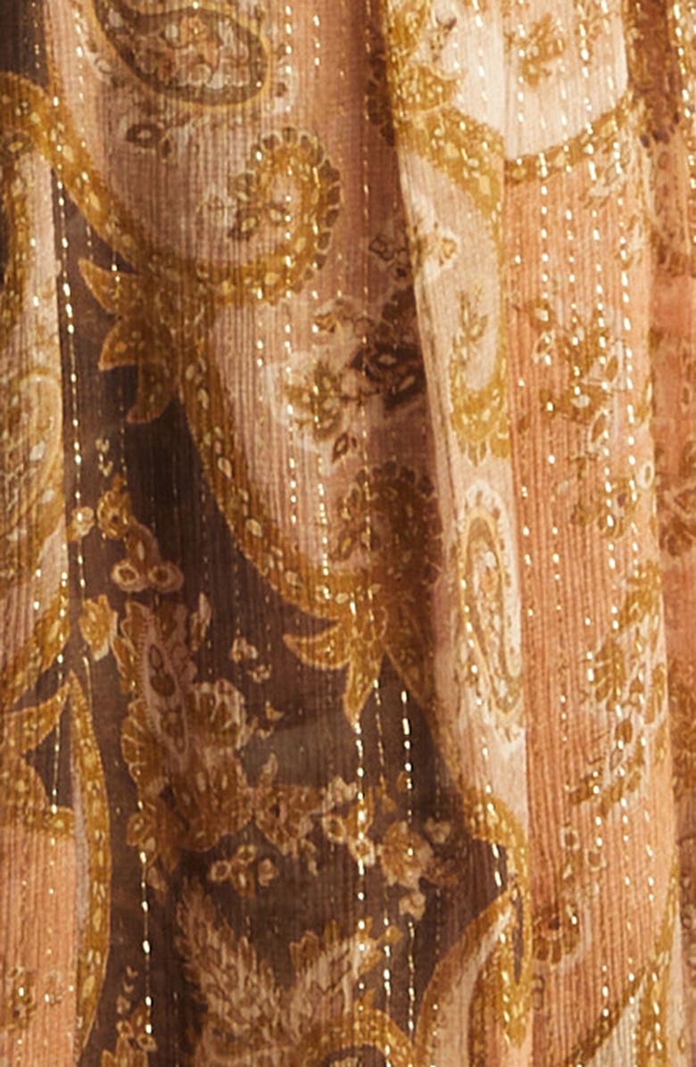 Zimmermann Kindred Spirit Carousel Long Sleeve Batwing Silk Blend Midi Dress, Alternate, color, Biscuit Paisley