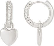 Adornia Cubic Zirconia Heart Huggie Hoop Earrings