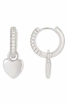 Cubic Zirconia Heart Huggie Hoop Earrings