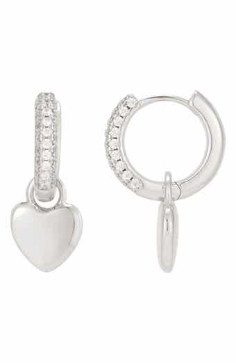 Cubic Zirconia Heart Huggie Hoop Earrings