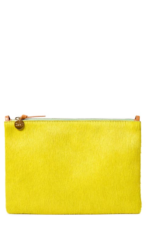 Genuine Calf Hair Flat Clutch with Tabs