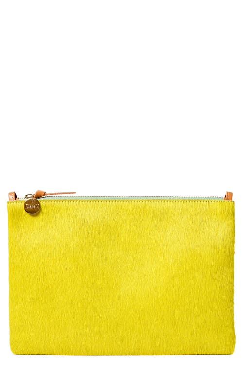 Clare V . Genuine Calf Hair Flat Clutch With Tabs In Yellow