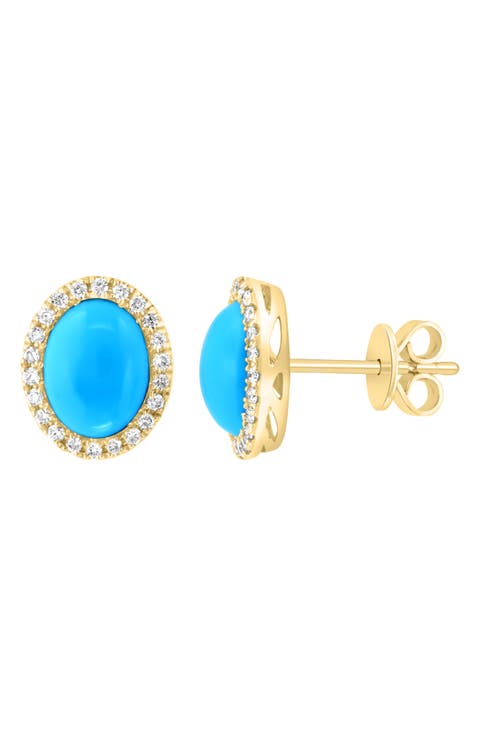 Turquoise & Diamond Earrings