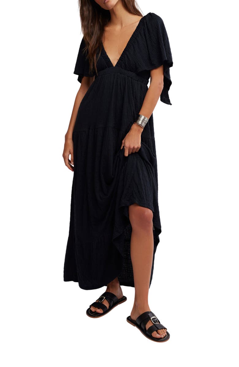 Free People free-est La La Tiered Flutter Sleeve Maxi Dress, Main, color,