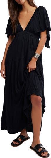 Free People free-est La La Tiered Flutter Sleeve Maxi Dress | Nordstrom