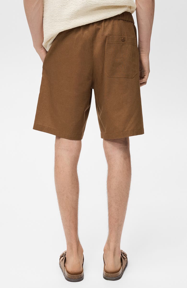 MANGO Cotton & Linen Bermuda Shorts, Alternate, color, Tobacco Brown