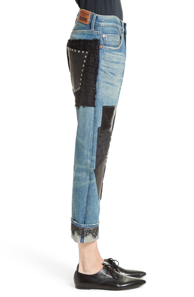 Junya Watanabe Patchwork Boyfriend Jeans, Alternate, color, 
