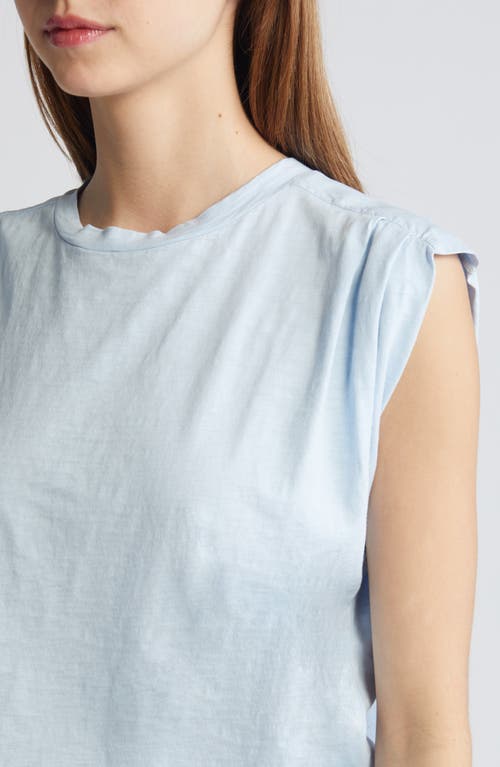 Rag & Bone Shoulder Pleat Organic Cotton Muscle Tee In Light Blue