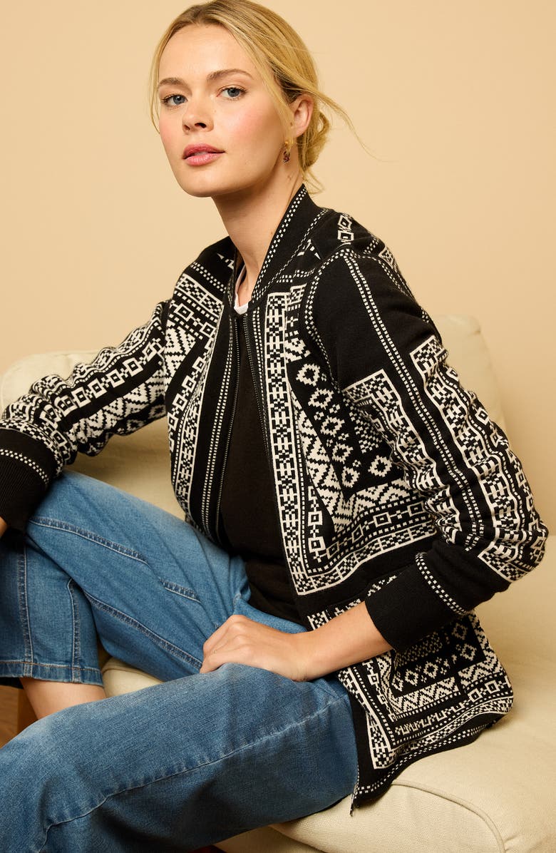 NIC+ZOE Nordic Nights Reversible Knit Jacket, Alternate, color, Black Multi