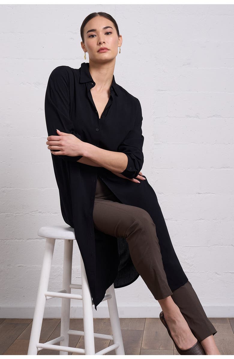 Franne Golde Easy Midi Lightweight Layering Shirt, Alternate, color,