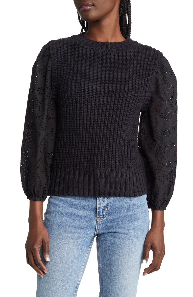 Rails Dhalia Eyelet Sleeve Sweater, Main, color,