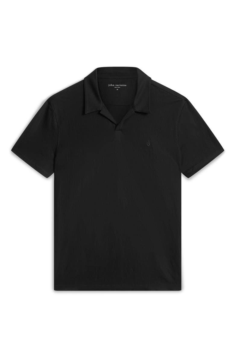 John Varvatos Leroy Johnny Collar Solid Piqué Polo, Alternate, color, Black