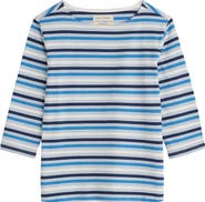 Seasalt Cornwall Sailor Stripe Three Quarter Sleeve Organic Cotton T-Shirt