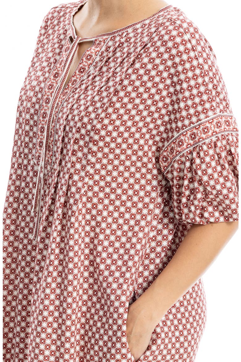 Floral Puff Sleeve Shift Dress, Alternate, color, CREAM/ RED