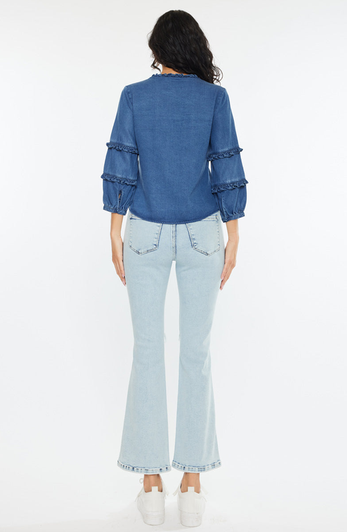Kancan Allie Fitted Long Sleeve Shirt In Blue