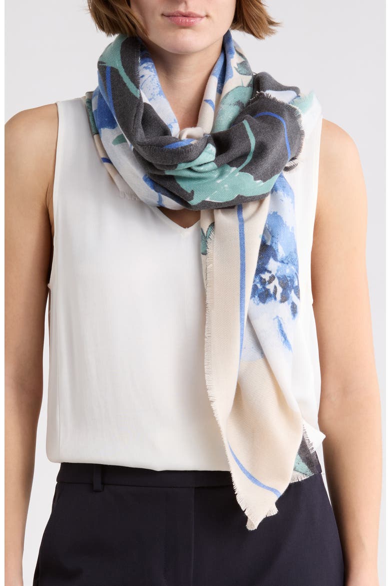Rosette Colorblock Supersoft Square Scarf, Main, color, BLACK MULTI
