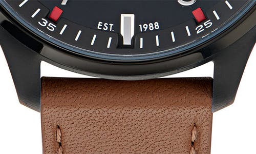Ted Baker Fulmaar Chronograph Leather Strap Watch, 44mm In Brown/black