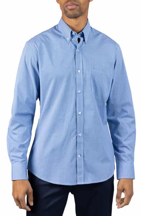 TailorByrd Micro Gingham Stretch Cotton Button-Up Shirt