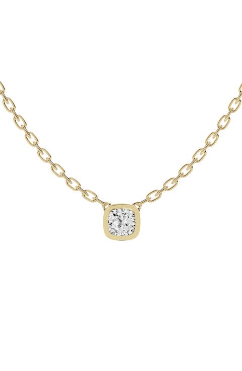 18K Gold Cushion Lab Created Diamond Pendant Necklace (Nordstrom Exclusive)