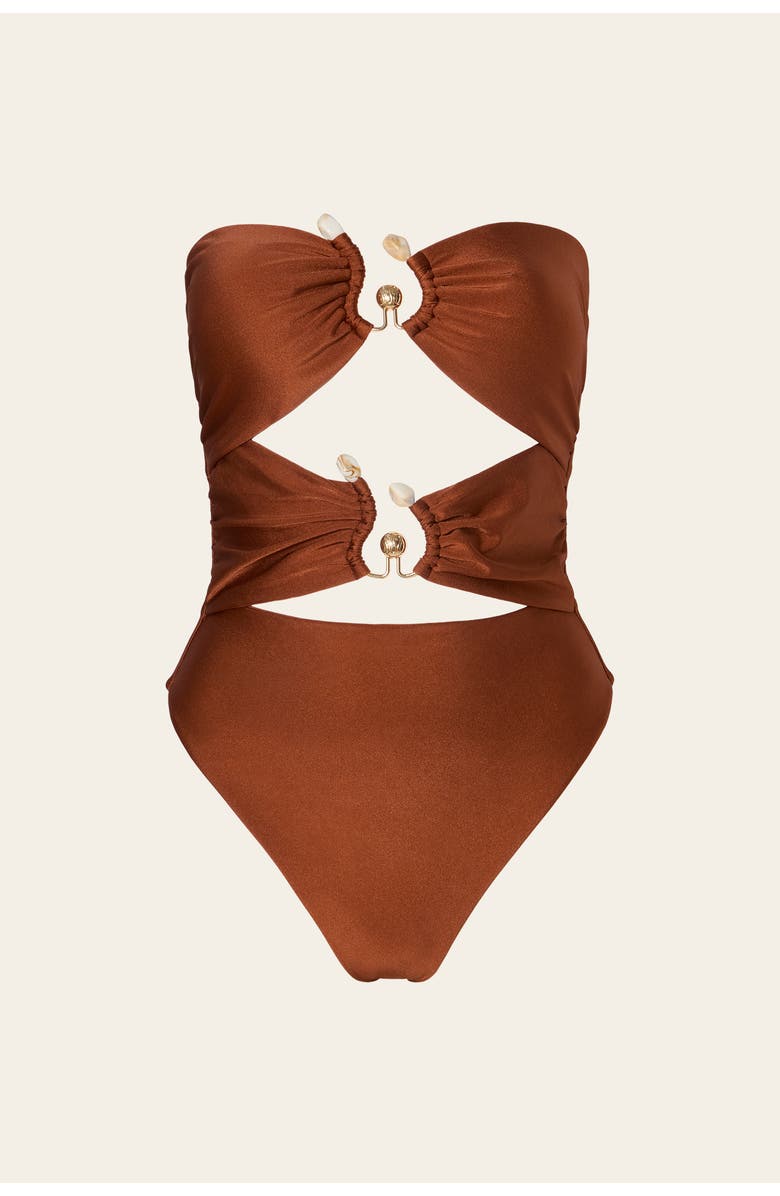 Malina Erioa Cut Out Swimsuit, Alternate, color, Rust