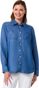 Coolibar Peninsula Chambray Long Sleeve Shirt, UPF 50+ Sun Protection