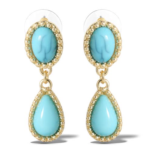 Jessica Simpson Turquoise Oxidized Dangle Earrings In Blue