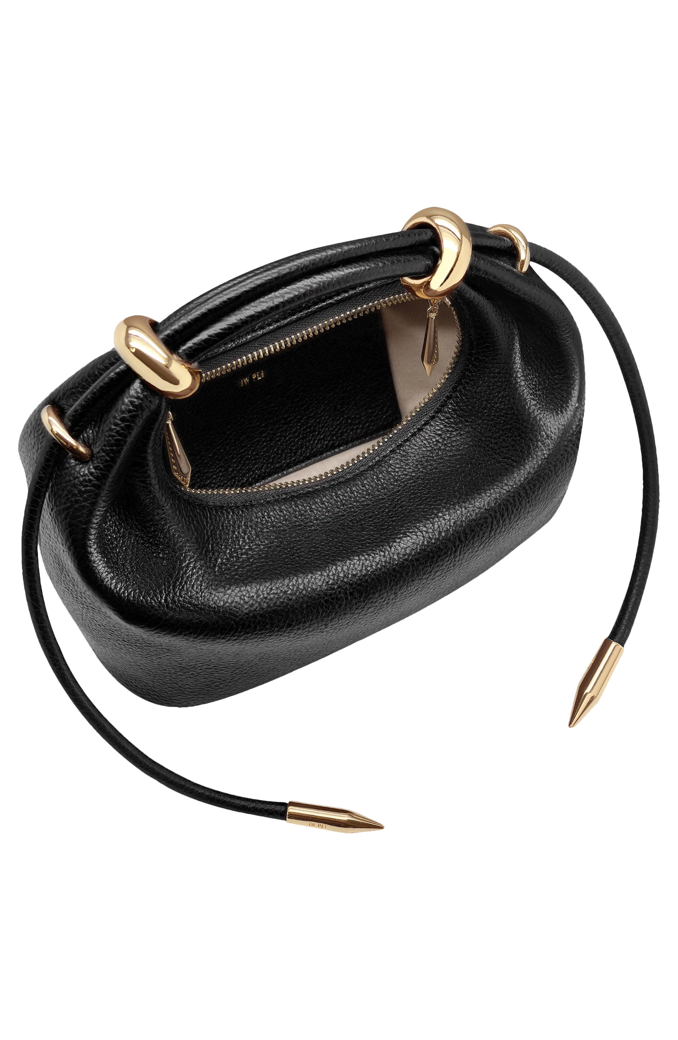 JW PEI Ellie Metal Ring Clutch, Alternate, color, Black