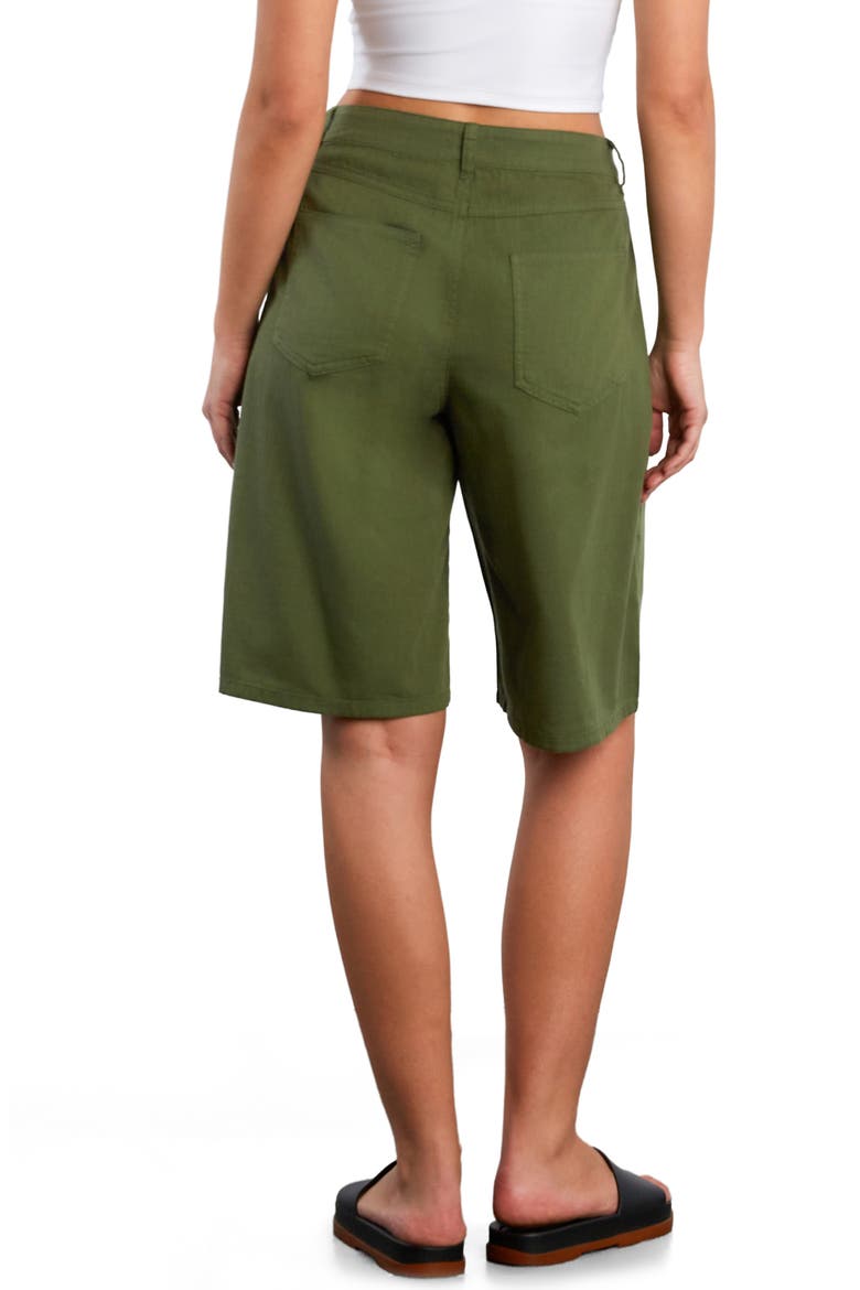 Chill Pleated Mid Rise Denim Bermuda Shorts, Alternate, color, VINEYARD GREEN