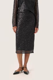 Soaked in Luxury SLAdea Sequins Straight Fit Midi Skirt