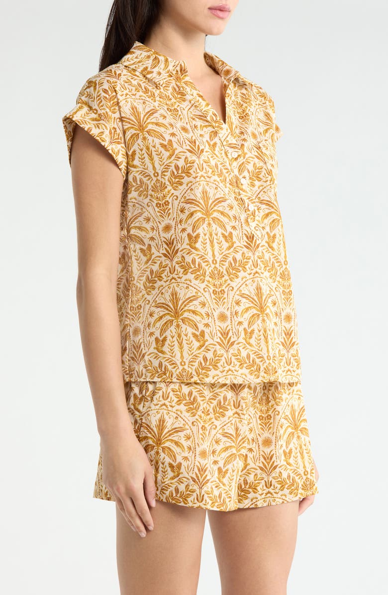 SUGARLIPS Calina Tropical Cory Button-Up Top, Alternate, color, Cream-Brown