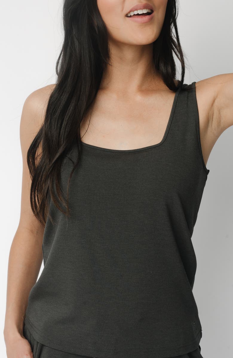 Cozy Earth Ultrasoft Square Neck Pajama Top, Alternate, color, Charcoal