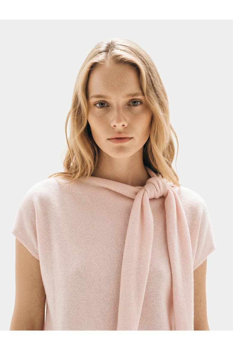 Cashmere Tie-Neck Dress, Alternate, color, peach-blush