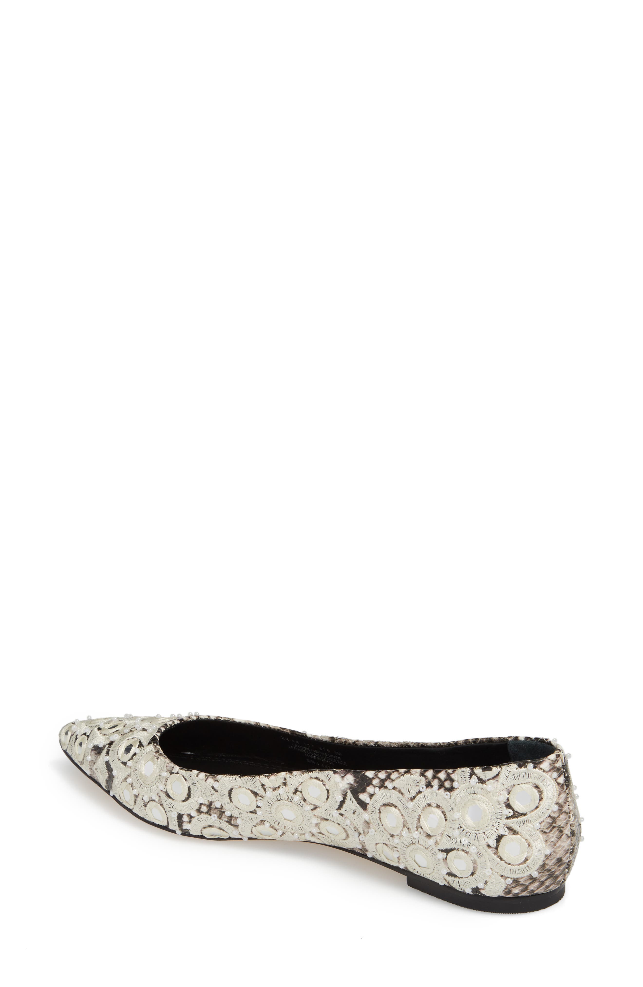 Yasmin Embroidered Flat, Alternate, color, BLACK/ WHITE/ MULTI
