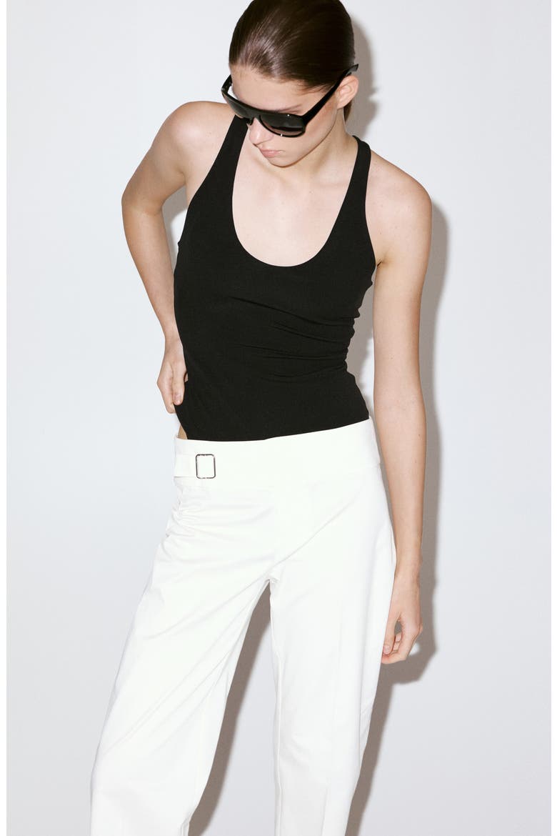 Belted Straight Leg Pants, Alternate, color, WHITE