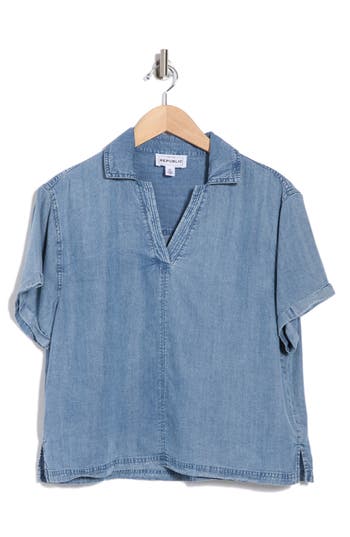 For The Republic Short Sleeve Popover Top