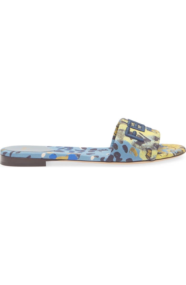 Fendi Signature Slide Sandal, Alternate, color, Blue