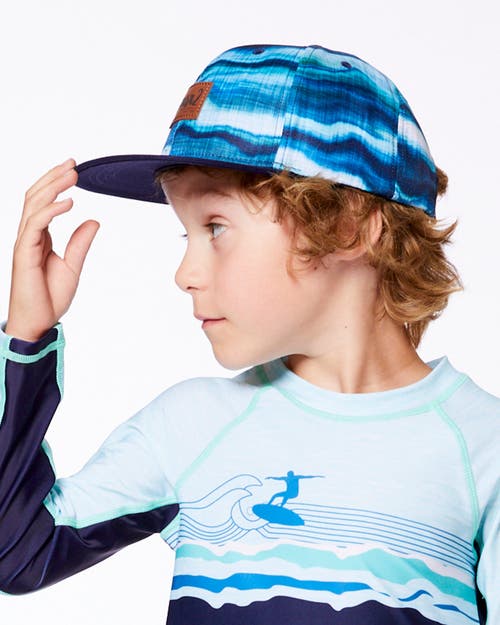 Deux Par Deux Boy's Printed Cap Blue Wave And Black In Blue Wave And Black