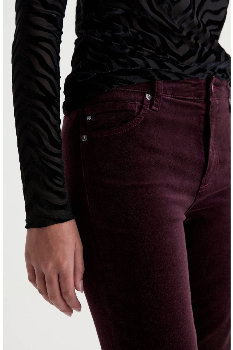 Mari Mid Rise Slim Straight Leg Velvet Jeans, Alternate, color, CHERRY SWING