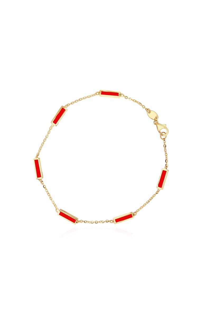 The Lovery Fine Jewelry Coral Bar Chain Bracelet, Main, color, Coral