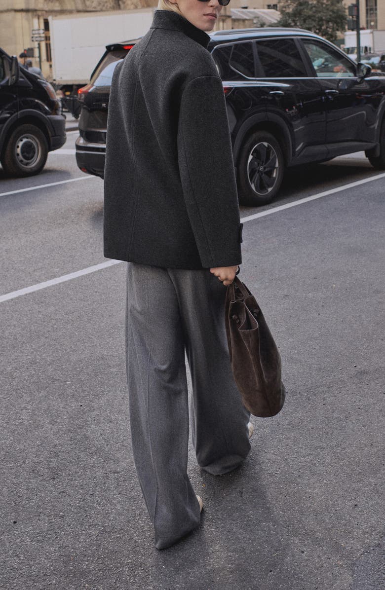 MANGO Stand Collar Wool Blend Coat, Alternate, color, 