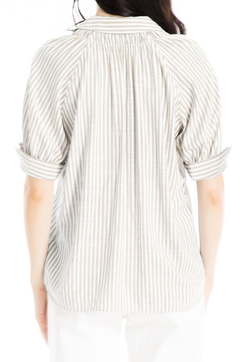 Stripe Short Sleeve Blouse, Alternate, color, TAUPE/ BLACK FRAMED STRIPE