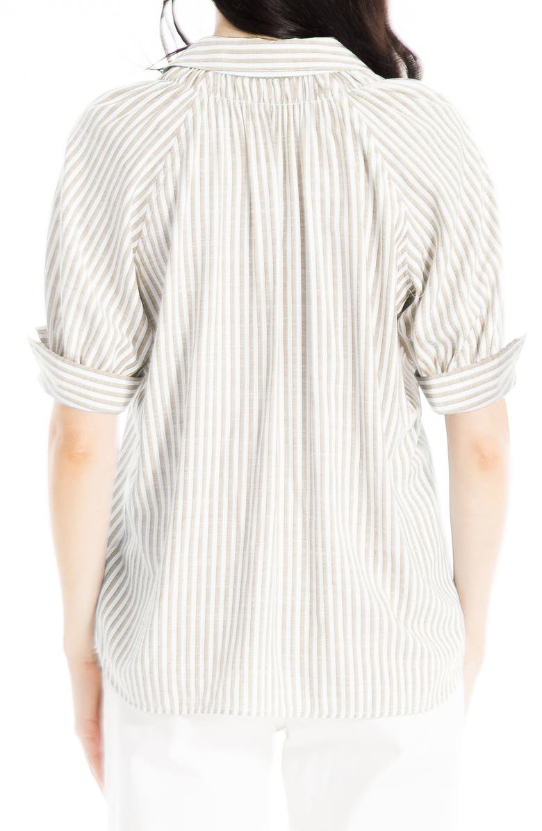 MAX STUDIO Stripe Short Sleeve Blouse, Alternate, color, Taupe/ Black Framed Stripe