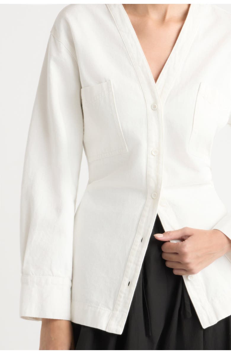 Modern Citizen Emmett Cinch-Waist Denim Jacket, Alternate, color, White