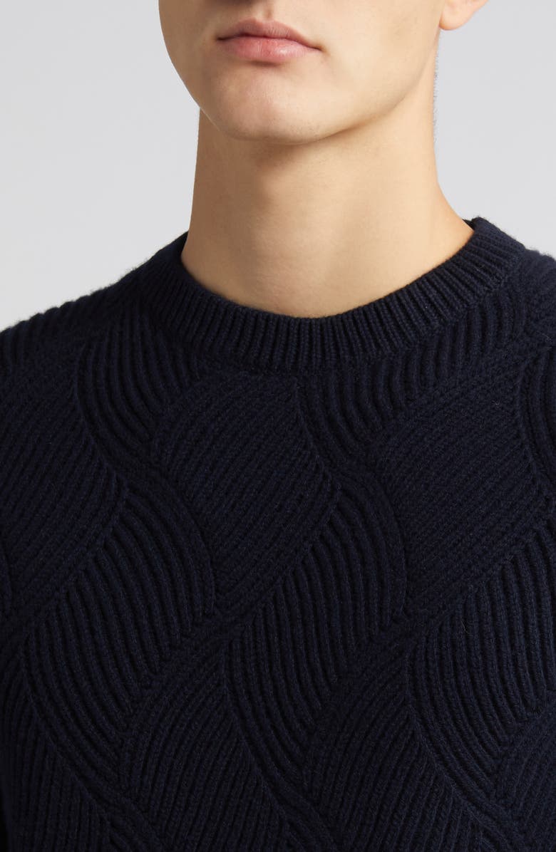 BOSS Camel Mezzo Wool & Cashmere Crewneck Sweater, Alternate, color, Dark Blue
