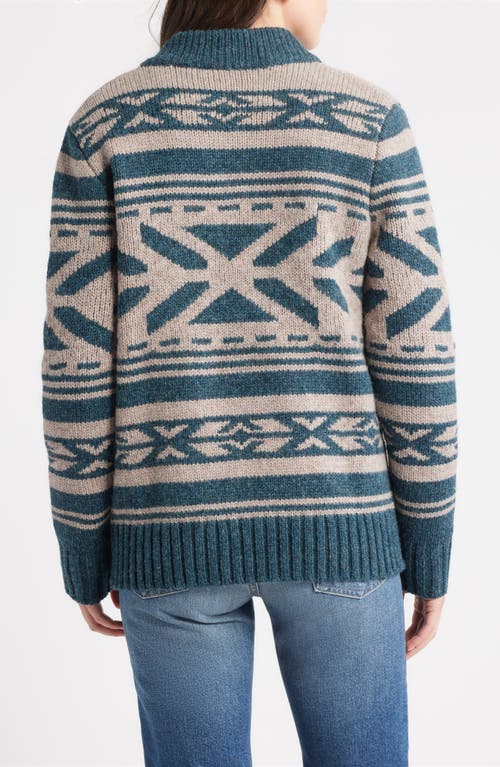 Pendleton Graphic Wool Zip Cardigan In Blue