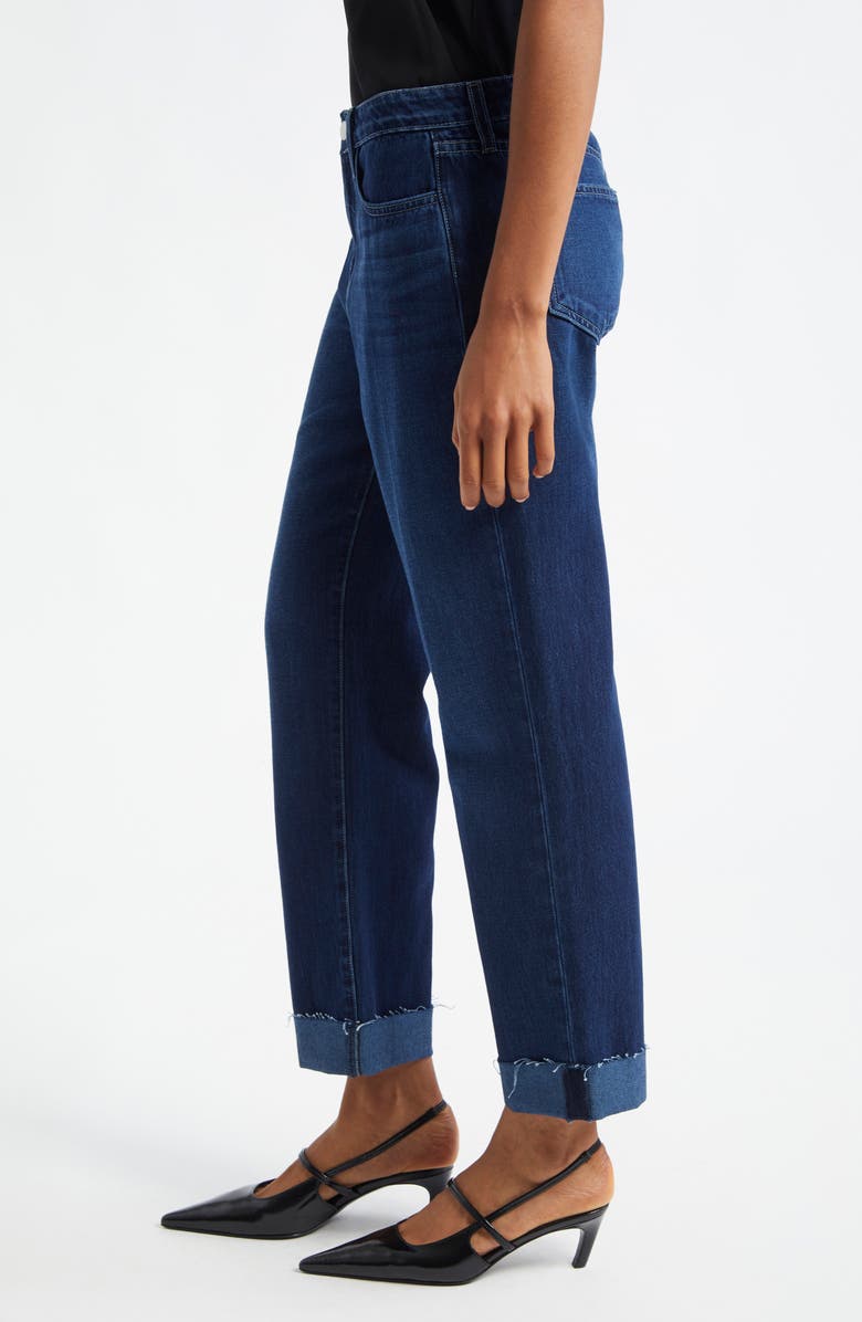 L'AGENCE Maribel High Waist Cuff Straight Leg Jeans, Alternate, color, Harlan