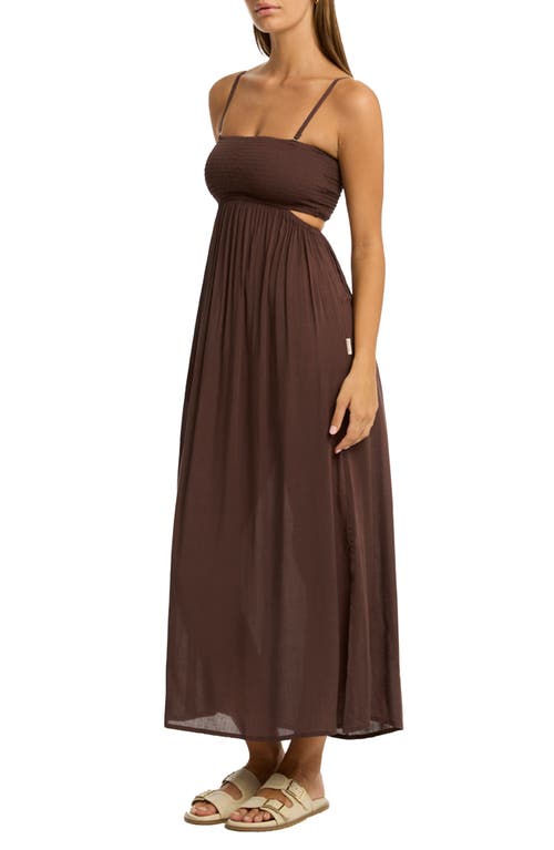 Sea Level Resort Essentials Cutout Cover-up Sundress In Cocoa