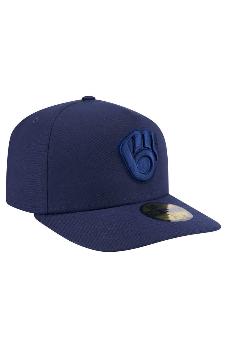 New Era Men's New Era Navy Milwaukee Brewers Color Pack A-Frame 59FIFTY Fitted Hat, Alternate, color, Navy